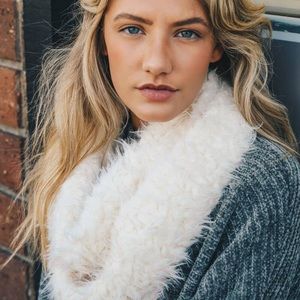 Faux Shaggy Shearling Infinity in Ivory